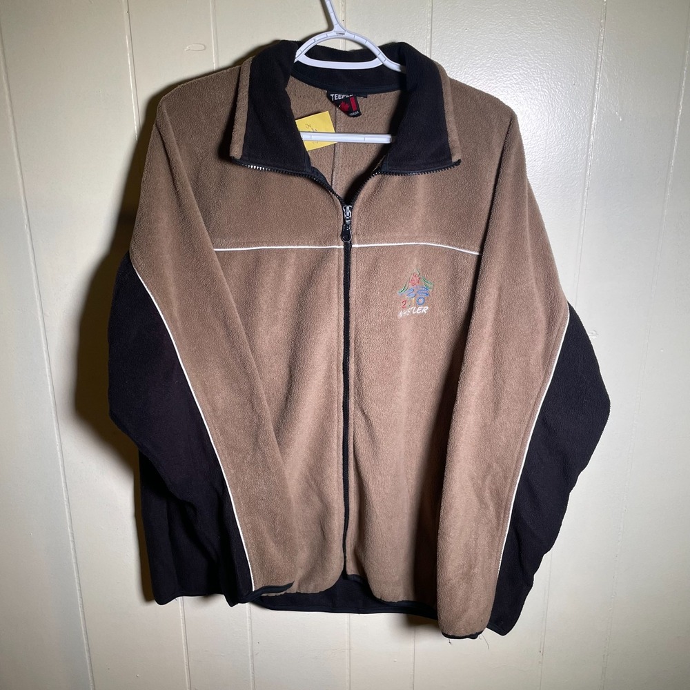 Vintage Teepee 2010 Whistler Logo Full Zip Fleece Jacket Brown Black Mens Size M